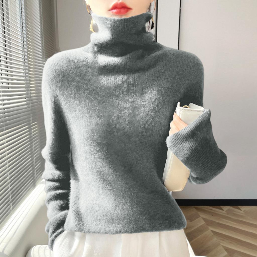 Women's High-Neck Slim-Fit Knit Top Soft And Cozy Sweater