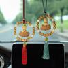 Carved Lotus Buddha Car Pendant Car Rearview Mirror Solid Wood Bodhi Tassel Figurine Hanging Decor Auto Interior Lucky Ornaments