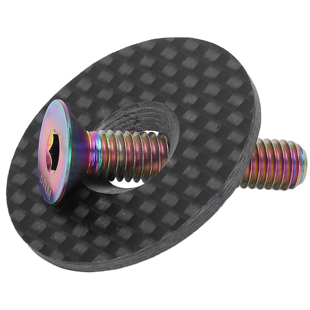 Bicycle Carbon Fiber Headset Top Cap Headset Cap Cover with Titanium Alloy Screw for Mountain Road Bike