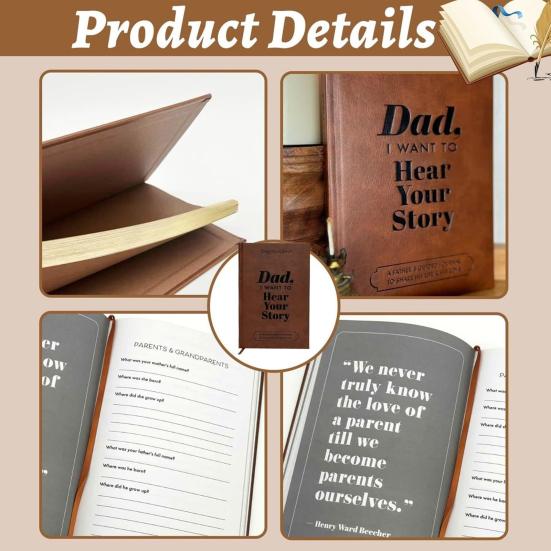 Dad I Want To Hear Your Story Journal Soft-Touch Faux Leather Notebook