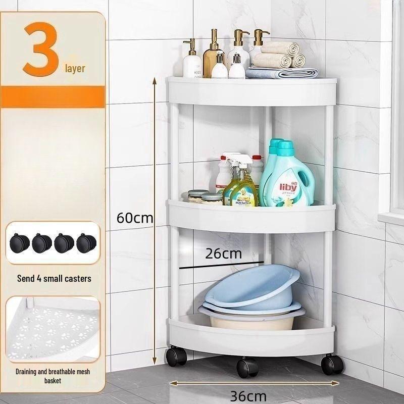 Triangular Floor-Standing Multi-Layer Storage Rack for Bathroom and Living Room