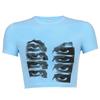 Vintage Short-sleeved T-shirt Female Y2k Aesthetic Graphic Eye Print Crop Top Streetwear Harajuku O-neck Gothic Tee Slim
