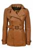 Leather Handmade Lambskin Bike Genuine Stylish Wear Soft Women Trench Coat Brown