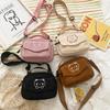 Personalized Teddy Bear Embroidered Diagonal Shoulder Bag Corduroy Leisure Bag WOMEN'S Crossbody Bag