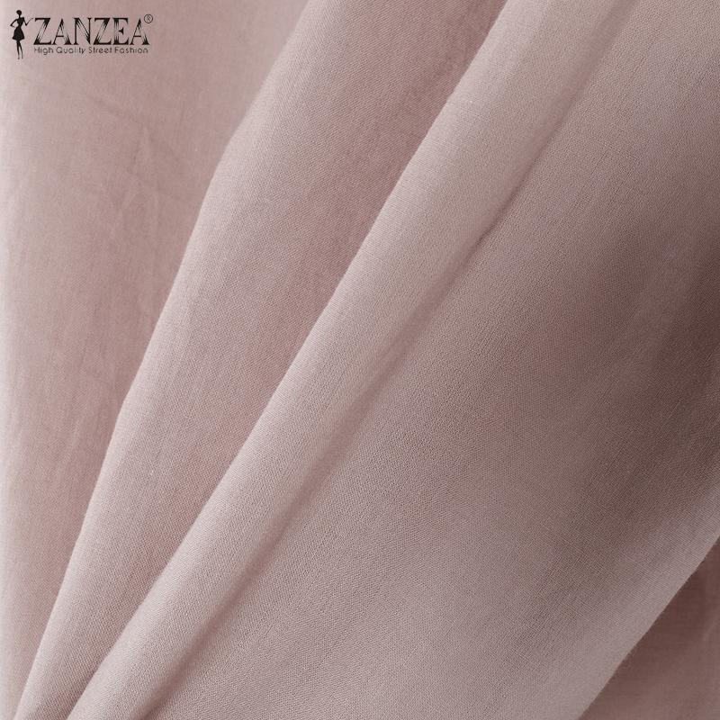 ZANZEA Women Casual V-Neck Half Sleeve Loose Embroidery Blouse