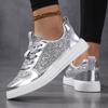 Fashion Spring 2025 New Style Shiny Fashion Trend Thick Sole Casual Sports for Women Comfortable Shallow Mouth Lace Up Platform sneakers