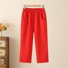 Summer New Cotton Casual Cropped Pants for Women High Waisted Loose Oversized Straight Leg Pants