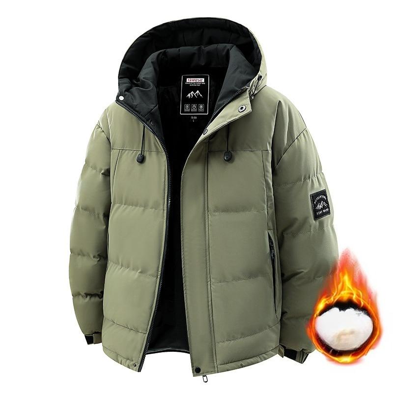 Men's Winter Warm Jackets Casual Quilted Windproof Outwear Coat With Pockets Hooded Work Jacket Windbreaker for Men Padded Thick Parka Thermal Jackets