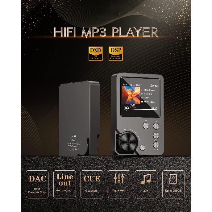 HiFi MP3 Player, Lossless DSD High Resolution Digital Audio Music Player, High-Res Portable Audio Player with 64GB Memory Card