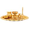 Pure Brass Pooja Thali Set with Floral Vines Embossed Design, Religious Spiritual Item, Home Temple, DIameter-10.1" Inch
