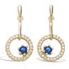 [P5026] - Gold Plated 'Sissi' Golden Sapphire Earrings - 22x10 Mm