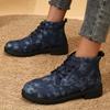 2024 Women's Fashion Chunky Single Boots Fall New Round Head Thick Soled Denim Front Lace-up Comfortable Ankle Boots Large 36-42