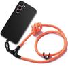 Protective Case - BOOLING - for Samsung Galaxy S23+ - Black Silicone - Removable Orange Lanyard - Shockproof