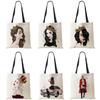 Gril Tote Shoulder Bag Women 2022 Reusable Print Harajuku Casual Canvas Shopper Handbag Foldable Travel School Book Beach Bags