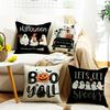 New Halloween Pillow Cover with Cute Pumpkin Ghost Element Letters Digital Print Decorative Pillow Cover