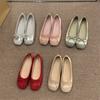 Flat-bottomed Gentle Evening Shoes French Small Red Single Shoes Women's Shoes 2025 Spring and Autumn Soft-soled Silver Ballet Shoes