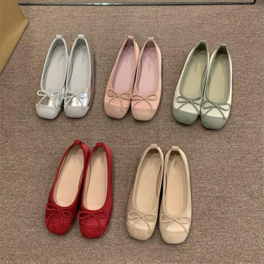 Flat-bottomed Gentle Evening Shoes French Small Red Single Shoes Women's Shoes 2025 Spring and Autumn Soft-soled Silver Ballet Shoes