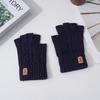 Autumn and Winter Camel Wool Warm Windproof Breathable Portable Simple Gloves Warm Cold Half-finger Gloves Outdoor Riding