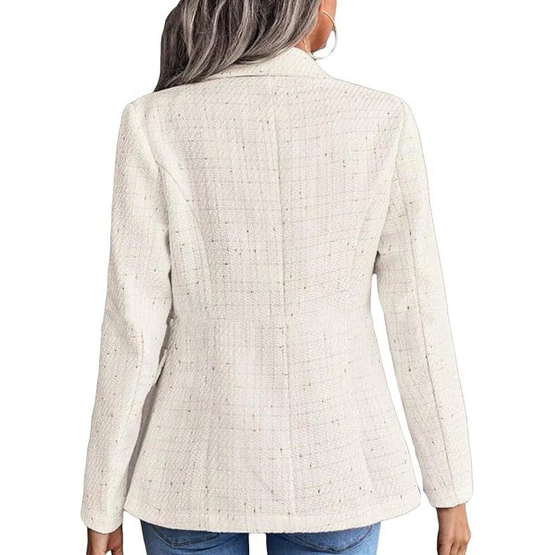 Tweed Women's Blazer Lapel Thin Coat Fashion Casual Top Commuter Single Breasted Long Sleeved Thin Jacket Spring and Autumn