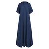 QICED Plus-size Women's Denim Dress Solid Color Plus-size Dress