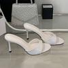 Fashion Summer Spring Elegant Women Heeled Sandals Slides Shoes Female Footwear Fashion Round Toe Ladies Thin Heels Sandals Shoes