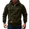 Men's Solid Color Fleece Half Zip Pocket Sweatshirt Hoodie Men's Sports Large Size Casual Sweatshirt