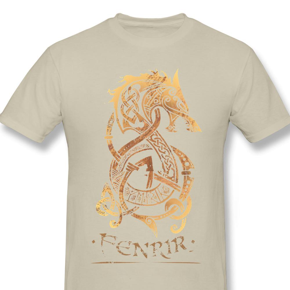 Men Anime Wolf Romantic Horror Film T-Shirt Fenrir The Nordic Monster Wolf 100% Cotton Tees Harajuku TShirt Fashion Streetwear