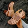 New Summer Women's Plus Size Solid Color Sandals One-Strap Buckle High Heel Shoes