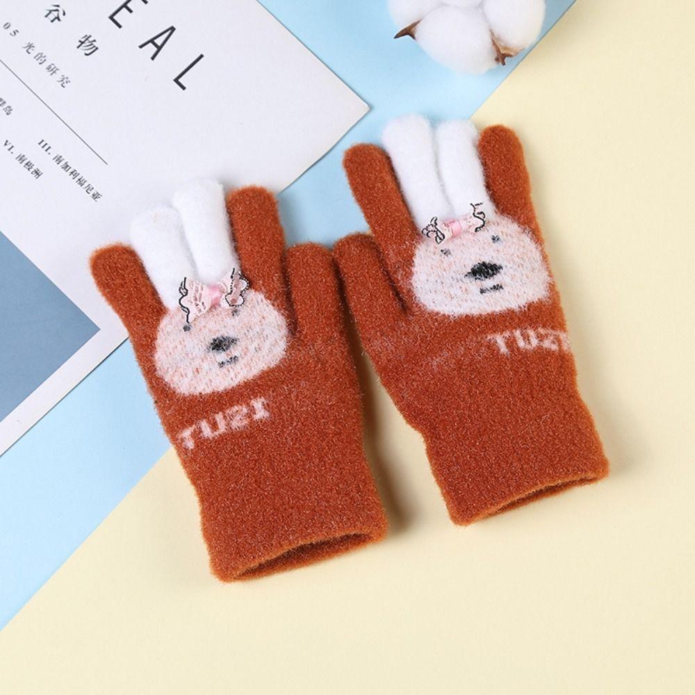 Thickened Autumn Winter Gloves Warm Warm Mittens Full Finger Gloves Hand Warmer  Boys Girls