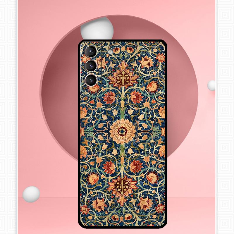 Persian Carpet Floral Pattern Cover For Samsung Galaxy S23 S24 Ultra S8 S9 S10 S22 Plus Note 10 20 Ultra S20 S21 FE Case