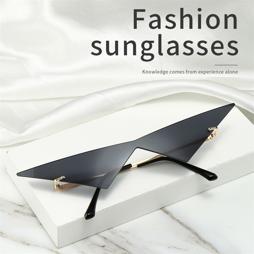 Fashion UV400 Ocean Lens Rimless Oversized Eyewear Women Triangle Sunglasses Sun Glasses Sunglasses