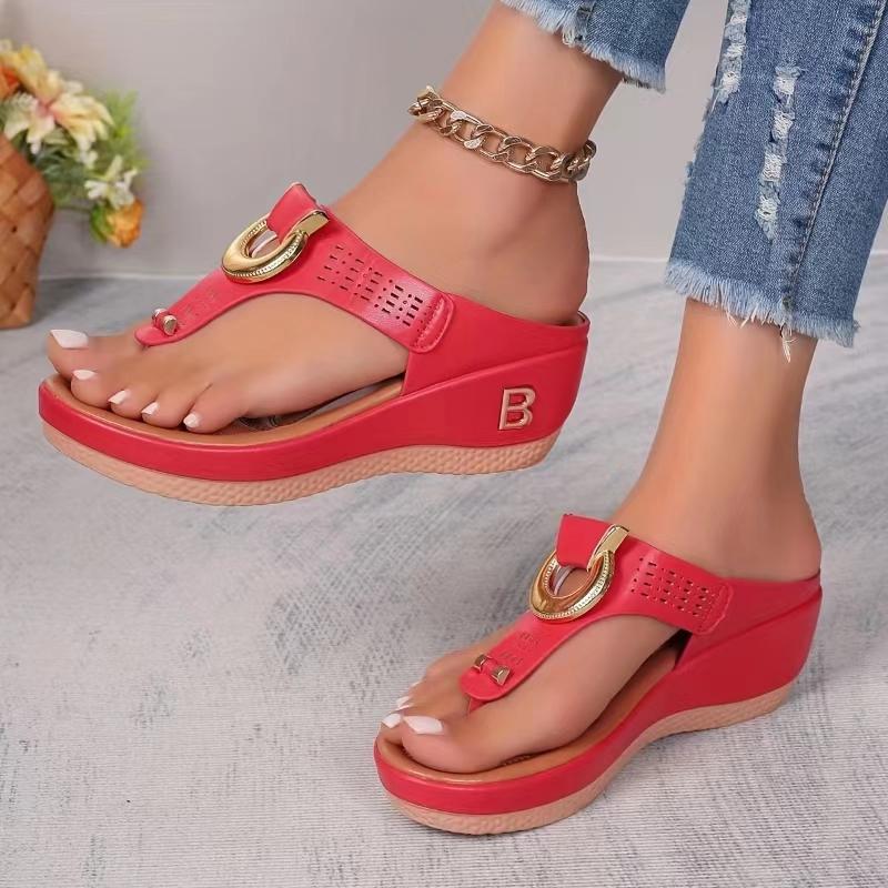 Summer Slippers Women Big Size Platform Wedges Sandals Slippers Non-Slip Open Toe Flip Flops Ladies Comfortable Beach Shoes
