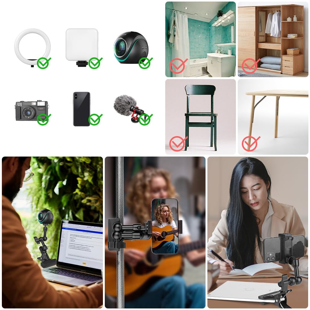 JEBUTU Camera Magic Inch with Smartphone Strong Photography Camera Ball 360 Degree Camera Shoe Camera Arm Can Be Clipped Suitable for Web Video Ring