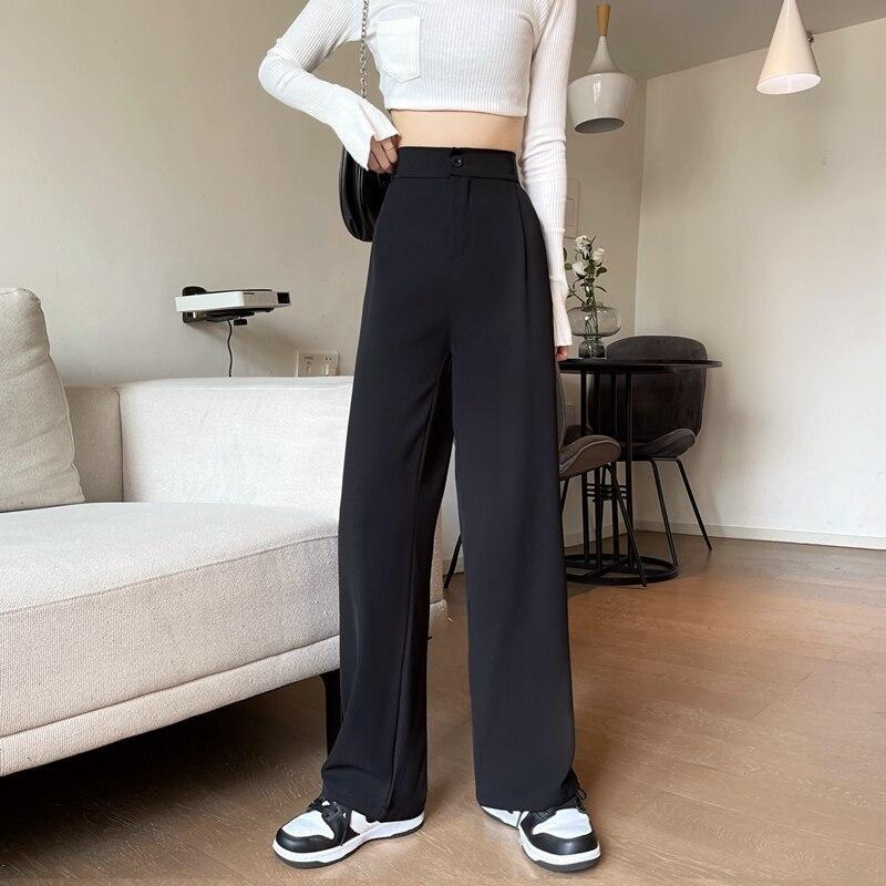 Women Loose High Waist Wide Leg Pants 2021 Spring Autumn Casual Straight Suits Pant Female Solid Plus Size 4XL Long Trousers