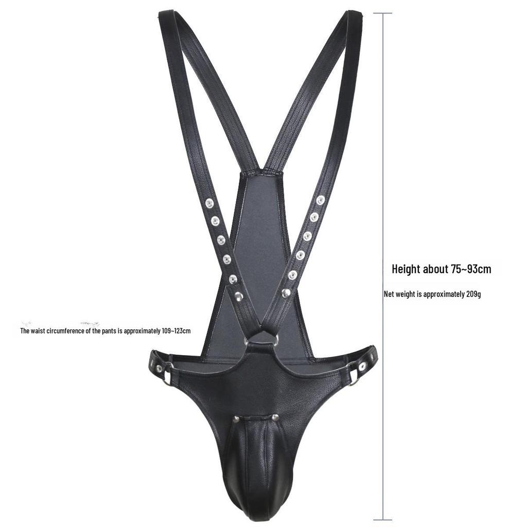 Men's European and American Style Sexy Patent Leather Jumpsuit for Clubs and Bars