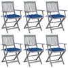 Day and Night - Day and Night Folding Garden Chairs 6 Units Cushions Solid Acacia Wood