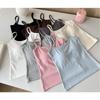 Summer Thin Pure Color with Chest Pad Fixed Cup Strap Small Vest with Slim Slim Body with Comfortable Base and Back Top