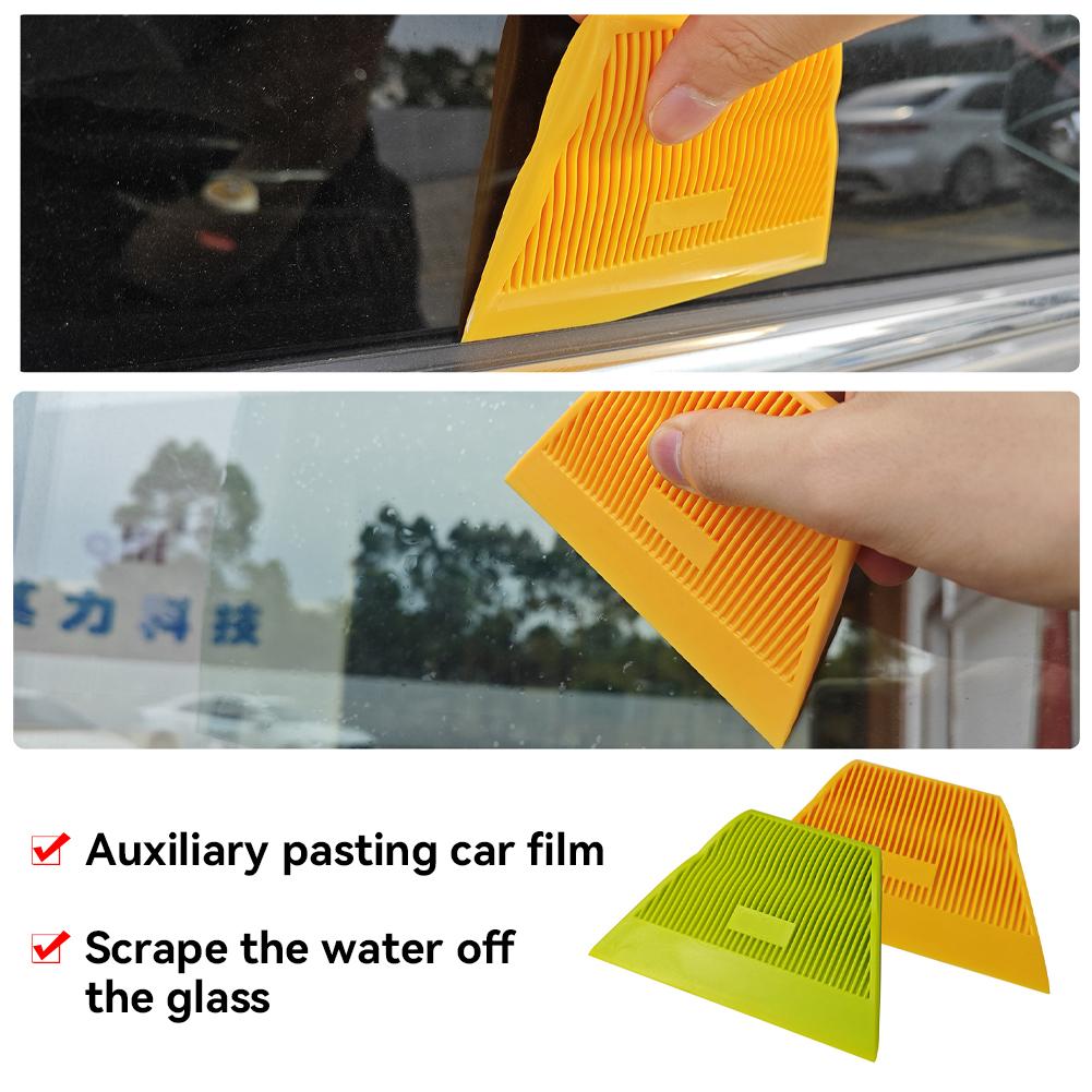 1Pc Trapezoidal Squeegee Car Vinyl Film Wrapping Tool Scraper Window Tinting Wallpaper Installing Medium Soft Green and Hard Yellow