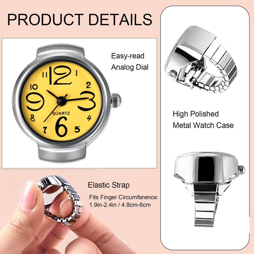 JEWELRYWE Watch Ring Stainless Steel Link Popular Waterproof Analog Quartz Business Casual Fashion Accessory Birthday Christmas Present