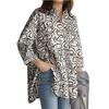 Women's Long Sleeve Lapel Neck Oversized Blouse Top Vintage Ladies Floral Print Loose Plus Size Simple Shirts