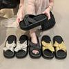 Fashion House Slippers Platform Butterfly-Knot Shoes Woman 2025 Pantofle Shale Female Beach Soft New Sabot Butterfly-knot Slides