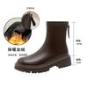 Leather Short Boots Women's Thick Heel 2025 New Spring and Autumn Elastic Thin Boots Single Boots Thick-soled British Martin Boots