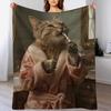 Cute Pet Cute Cat Blanket Fun Kitten Soft Flannel Blanket Modern Suitable for Home Air Conditioner Blanket