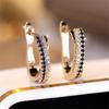 Luxury Blue White Pink CZ Zircon Clip Earrings Women CZ Cross Drop Earrings Bride Wedding Trendy Jewelry Golden Color Jewelry