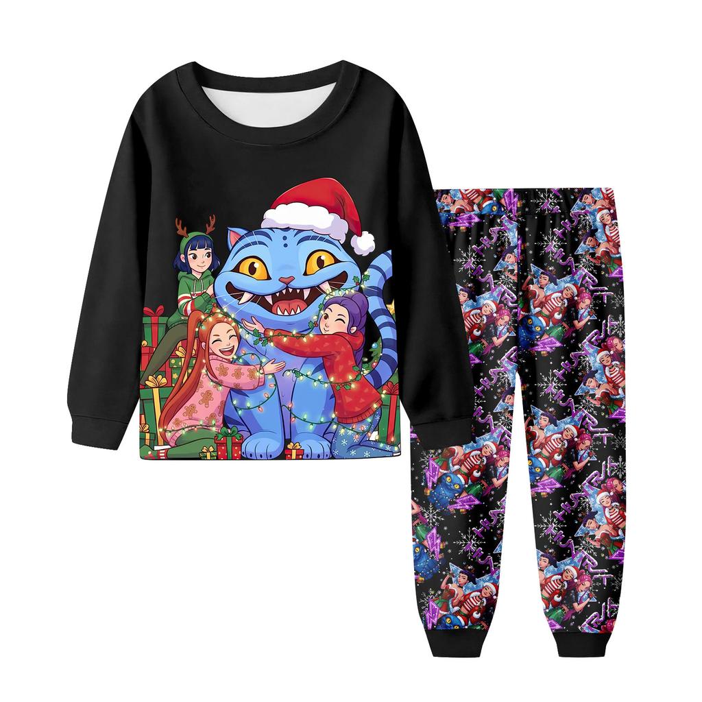 Children's Fashion Suit Skirt Round Neck Long Sleeve Top Pants