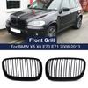 2PCS Bumper Kidney Grille Front Grill Double Slat Line For BMW X5 X6 E70 E71 2008-2013 Car Styling Gloss Black Racing Grills