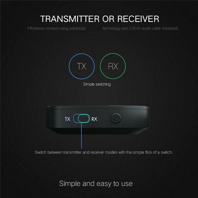 Bluetooth 4.2 Wireless Audio Aux Transmitter & Receiver 2 IN 1 Adapter 3.5mm