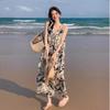 2024 French Ink Floral Suspender Beach Dress: High-End Summer Wear for Women
