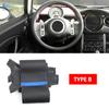 For Mini Coupe 2001-2006 Convertible 2004-2008 For Mini R50 R53 R60 Car Steering Wheel Cover Trim Black Leather with Blue