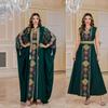 Luxury Embroidered Abaya: Middle Eastern Evening Dress with Long Robe and Two-Piece Design
